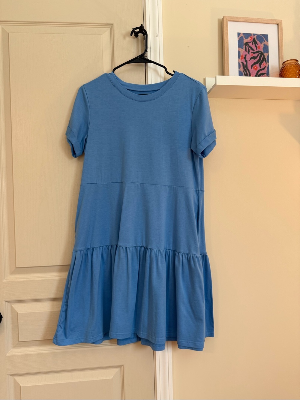 Blue Tiered Cotton Dress